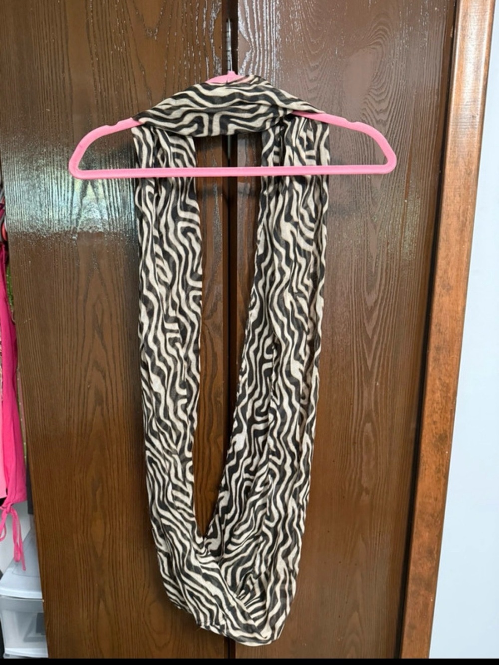 Zebra Print Lightweight Infinity Scarf - Black & Cream